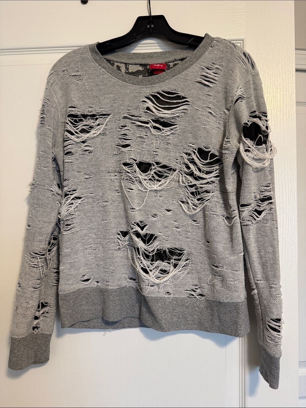 Daytrip Gray Distressed Crew Neck Sweater